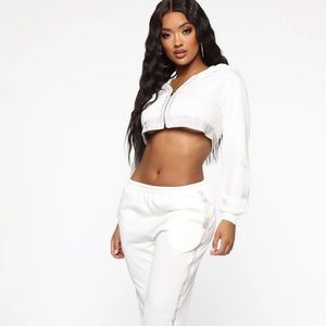 Fashion Nova “Catch My Drip Rhinestone Jogger Set”
